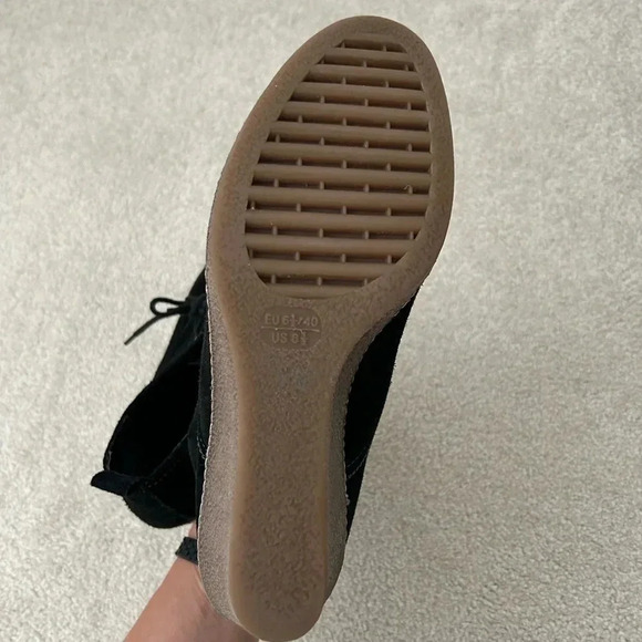 The FLEXX Black Suede Ankle Booties Womens Wedges Lace Up Shoes Ladies - Picture 6 of 8